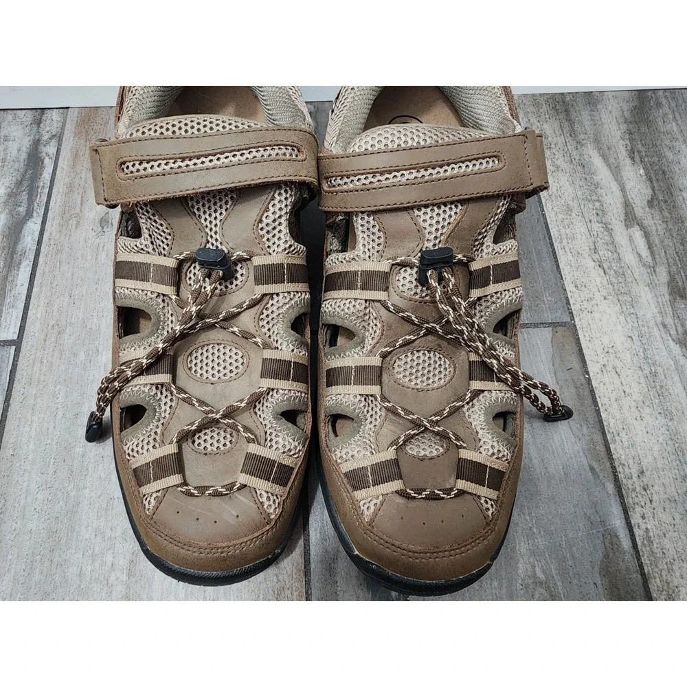 Orthofeet Clearwater Sandals Orthopedic Brown Leather Round Toe Straps Sz 12